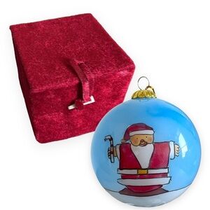 Santa Claus Reverse Hand Painted Glass Ornament Vintage Bulb by Greenbrier Int'l